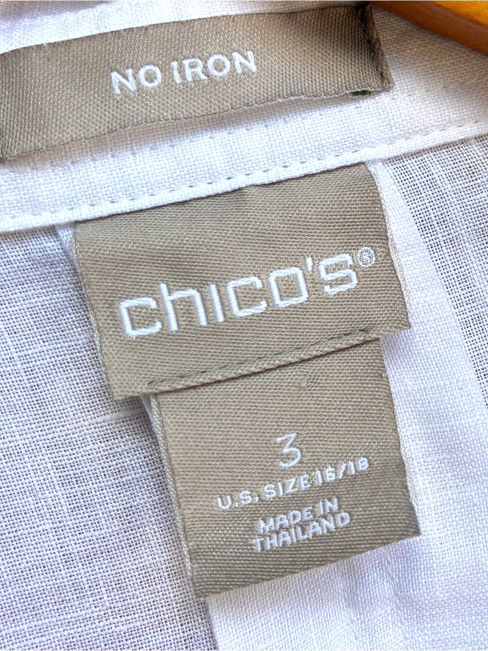 Chico’s EUC White Linen No Iron Button Up Shirt Sz XL - Picture 5 of 7